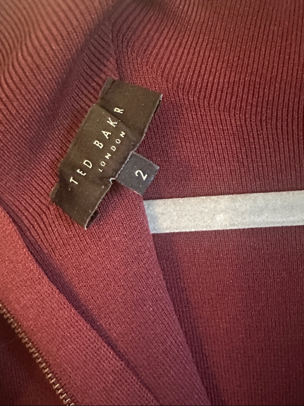 Ted Baker Burgundy High-Neck Fit & Flare Mini Dress - Picture 3 of 12